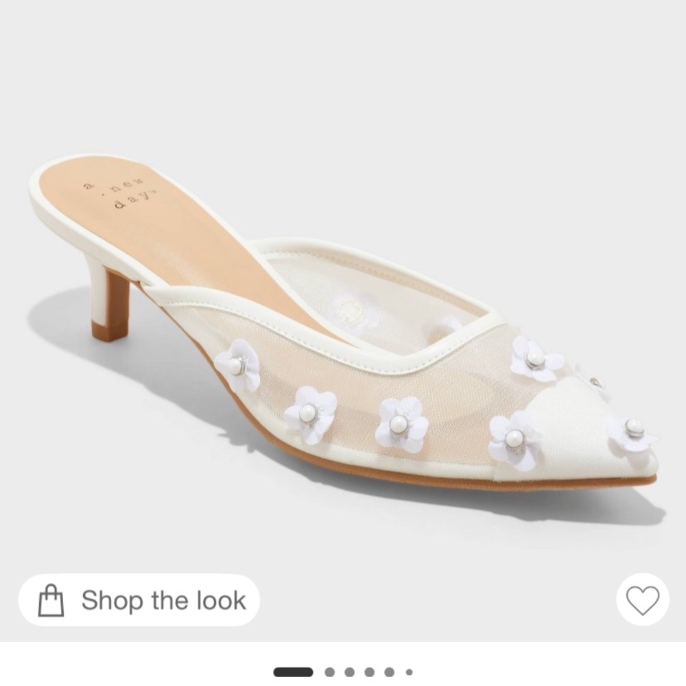 White Floral Heels